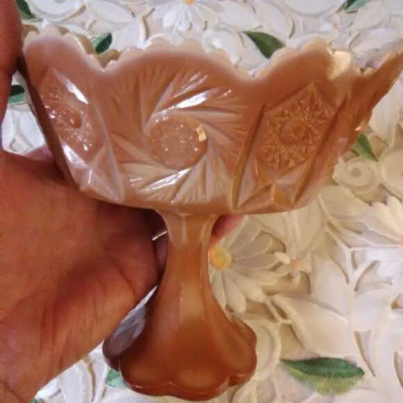 Vintage Fenton small pedestal bowl dish - slag glass ???? - Picture 2 of 8